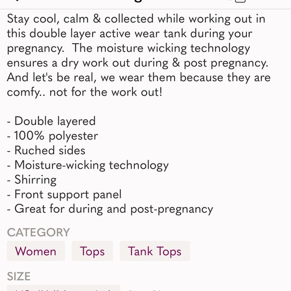 🍉 Torrid plus size maternity active tank, ruching on the sides, 1X, NWT, black - Picture 6 of 16